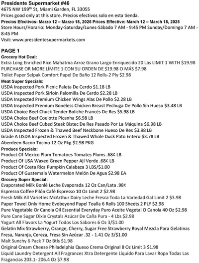 Grocery & Drug offers in Miami FL | Current deals and offers in Presidente | 3/12/2025 - 3/18/2025