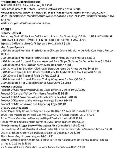 Grocery & Drug offers in Fort Lauderdale FL | Exclusive deals and bargains in Presidente | 3/19/2025 - 3/25/2025