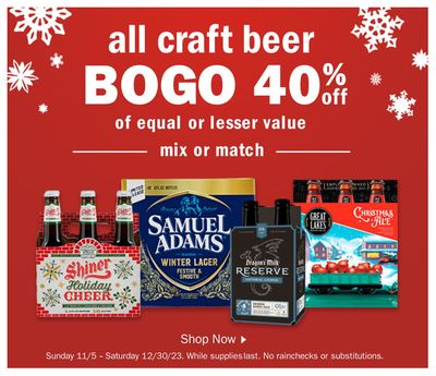 Discount Stores offers in Lombard IL | Holiday Craft Beer BOGO Ad in Meijer | 11/7/2023 - 12/30/2023