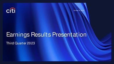 Banks offers in Silver Spring MD | Earnings Results Presentation Third Quarter 2023 in Citigroup | 11/14/2023 - 12/31/2023
