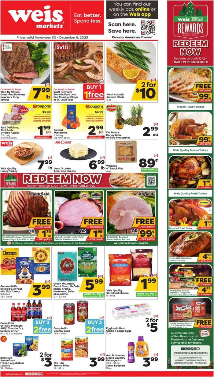 Weis Markets catalogue in Carlisle PA | Weekly Ads Weis Markets | 12/1/2023 - 12/6/2023