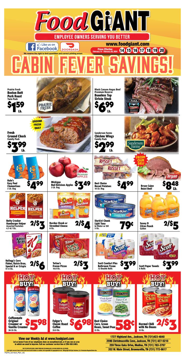 Food Giant Medina TN 259 Three Oaks Drive Store Hours & Deals Tiendeo