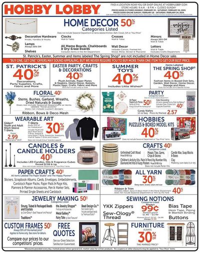 Home & Furniture offers in Savannah GA | Hobby Lobby Weekly ad in Hobby Lobby | 2/19/2024 - 2/24/2024