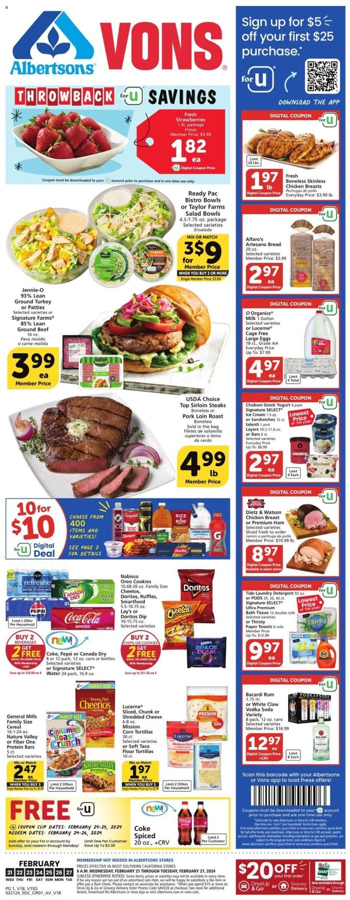 Vons catalogue in San Diego CA | Throwback For Your Savings | 2/21/2024 - 2/27/2024
