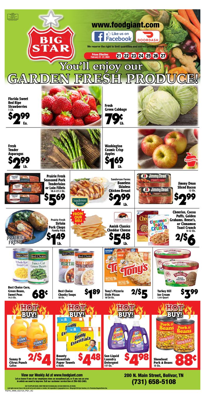 Food Giant Bolivar TN 200 North Main Street Store Hours & Deals