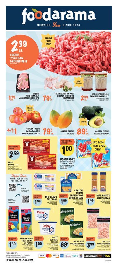 Grocery & Drug offers in Pearland TX | Foodarama New Ad in Foodarama | 2/22/2024 - 2/27/2024
