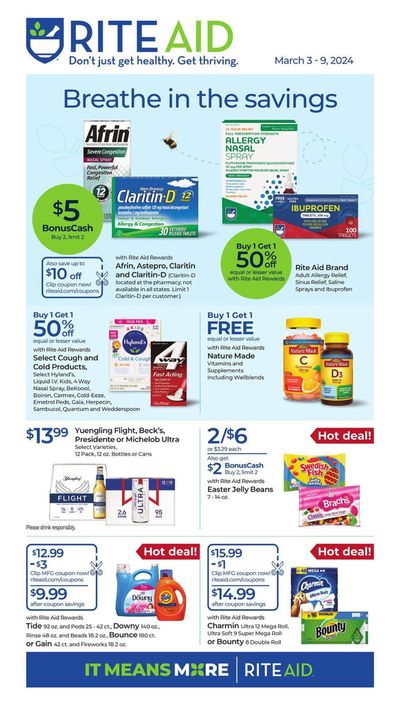 Grocery & Drug offers in Torrance CA | Breath In The Savings in Rite Aid | 3/3/2024 - 3/9/2024