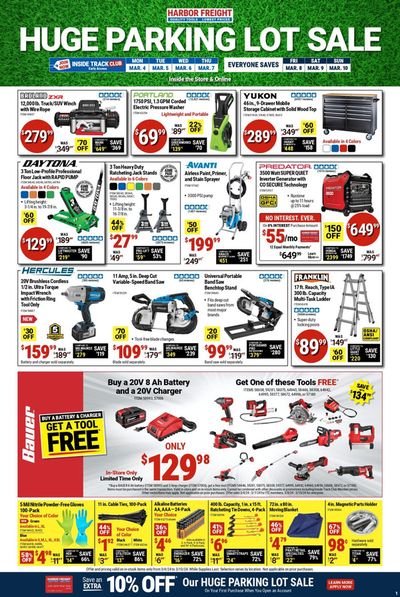Tools & Hardware offers in Coral Gables FL | Huge Parking Lot Sale in Harbor Freight Tools | 3/4/2024 - 3/7/2024