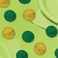 Green & Gold Coin Table Scatter 100ct offers at $1.25 in Party City