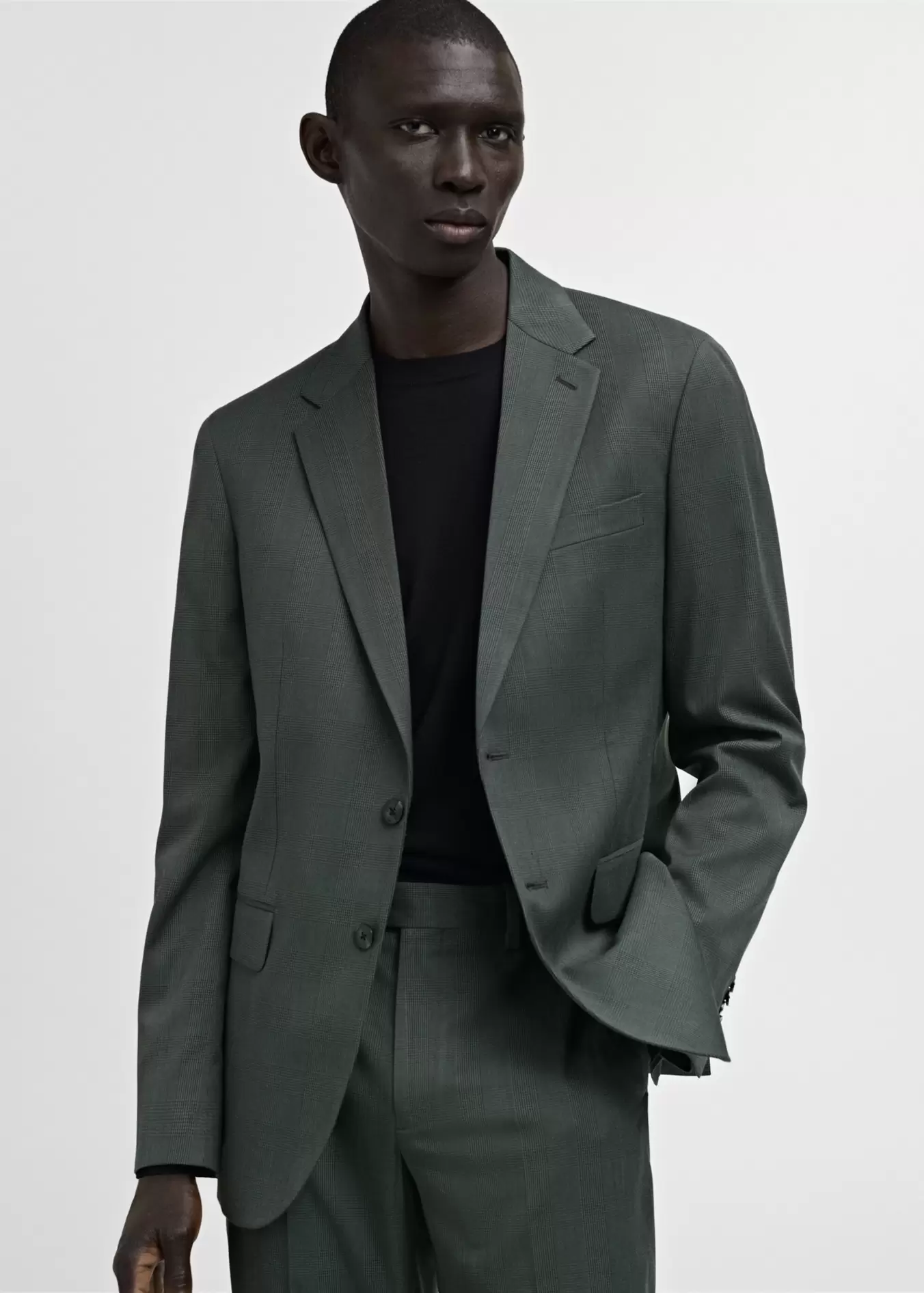 Milan Prince of Wales check suit blazer offers at $129.99 in Mango